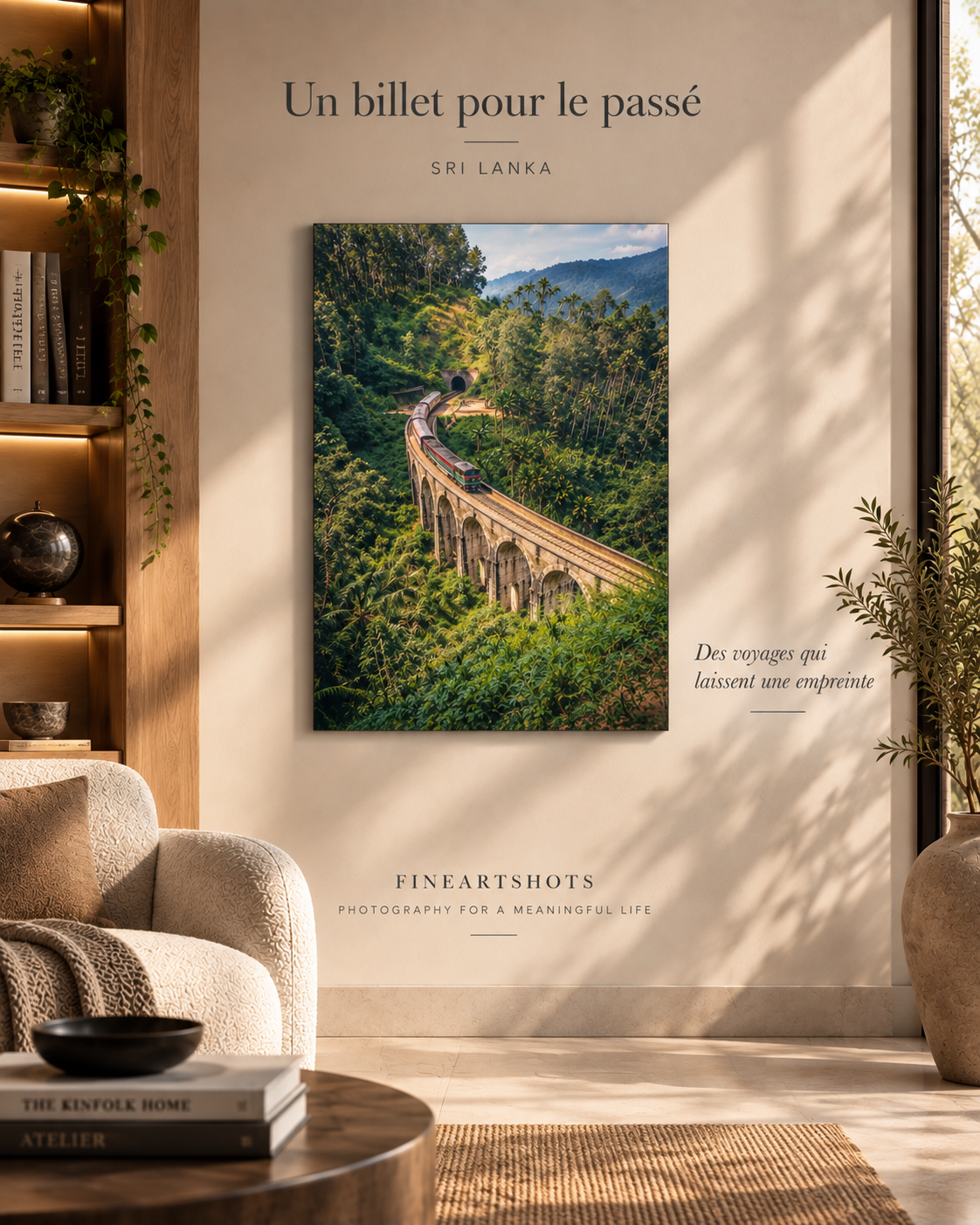 Tirage Fine Art « Un billet pour le passé » présenté dans un intérieur contemporain et chaleureux.