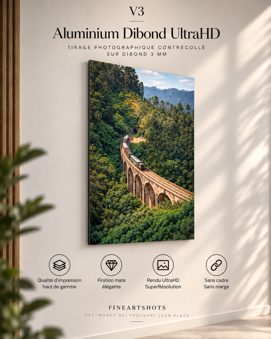 Tirage « Un billet pour le passé » sur Aluminium Dibond UltraHD, présentation du support et de sa finition.