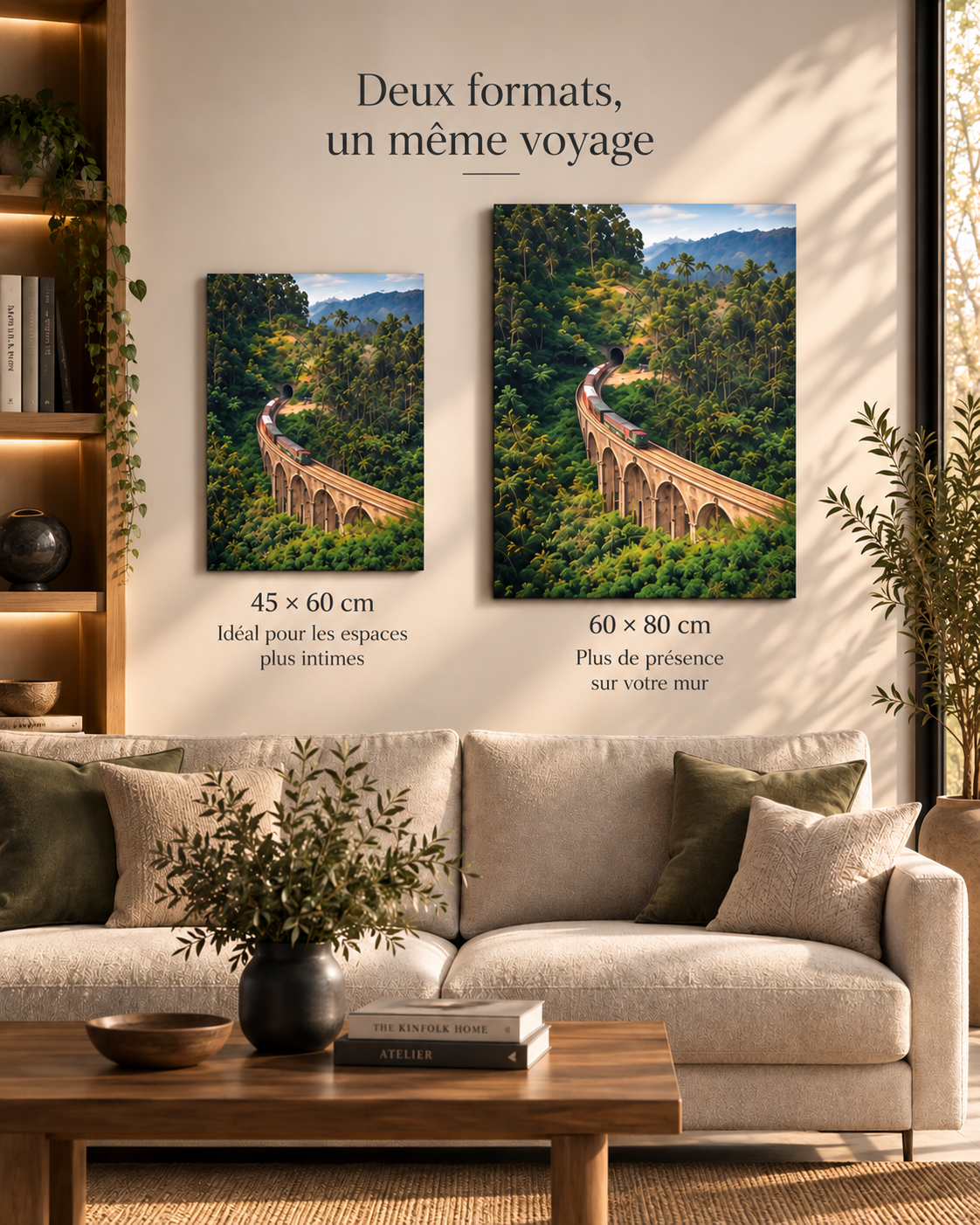 Comparaison des formats 45 × 60 cm et 60 × 80 cm pour le tirage « Un billet pour le passé ».