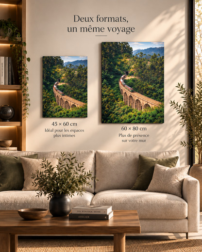 Comparaison des formats 45 × 60 cm et 60 × 80 cm pour le tirage « Un billet pour le passé ».